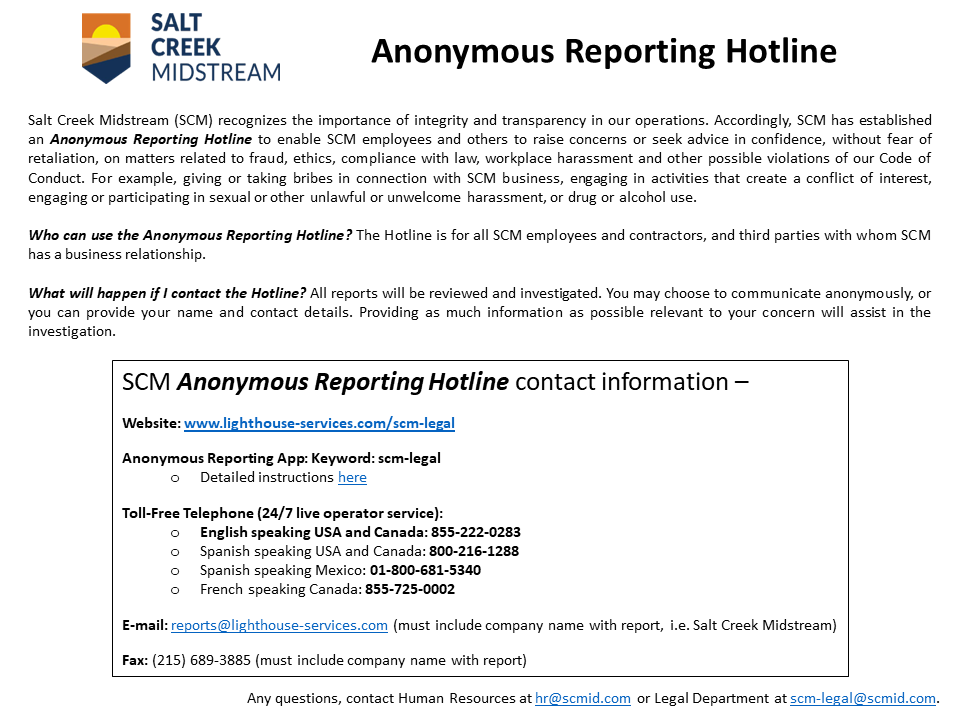 Anonymous Reporting Hotline